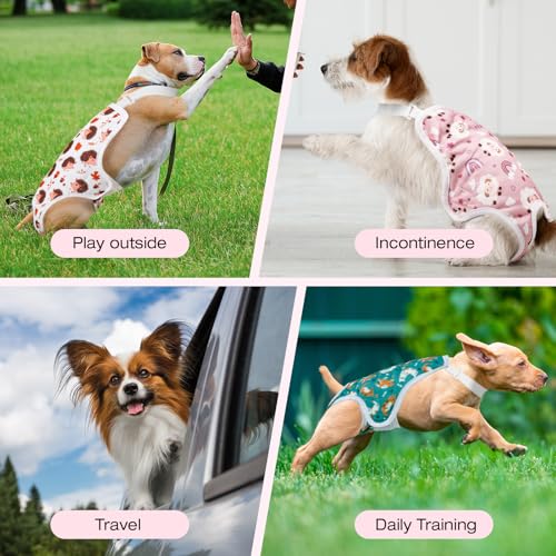 3 Pack Washable Female Dog Diapers with Adjustable Suspender, Reusable Sanitary Panties for Dogs in Heat, Leak-Proof Design for Small Dogs - size: XL
