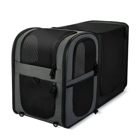 Apollo Walker Pet Carrier Backpack for Large/Small Cats and Dogs, Puppies, Safety Features and Cushion Back Support for Travel, Hiking, Outdoor Use (Gray-Expandable) - color: Gray-expandable