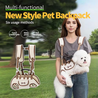 Hands Free 6-in-1 Pet Carrier Backpack for Travel, Adjustable Sling Shoulder Bag with Spine Support & Lift Harness, Breathable Air Mesh Carrier for Dogs & Cats (8-14 lbs) - size: 8-14 lbs