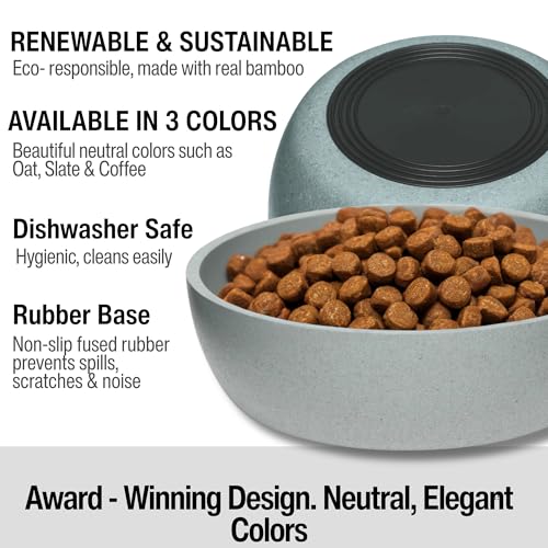 Loving Pets - Dolce Bamboo - Eco-Friendly Pet Bowls & Dishes for Dog, Cats, Puppy Food and Water Bowl -Sustainable and Dishwasher Safe, Made with Real Bamboo (Large, Slate-Grey) - color: Slate Grey, size: Large Bowl