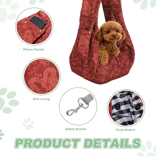 Dog Sling Carrier for Small Dogs and Cats Up to 16.5 Lbs, Breathable Texture with Pocket Pet Cross Body Shoulder Bag, (Red, 1 Pcs) Intended for Outdoor Travel/Camp - color: Red