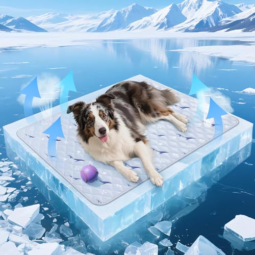 Dog Cooling Mat, Cooling Mat for Dogs, Breathable Dog Bed with Non-Slip Design, Portable & Washable Pet Pad for Indoor, Outdoor, Crate, Summer Cat Bed, Cool Pet Pad, Gel-Free, 27"x39" - size: 27"x39"(M)