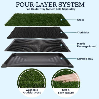 Artificial Grass Puppy Pee Pad for Dogs and Small Pets - Set of Three 35.5X23.5 Inch, Reusable 4-Layer Turf Pads for Dogs - Indoor and Outdoor Fake Grass Potty Pet Supplies by PETMAKER - size: XL 4-Layer Replacement Pads