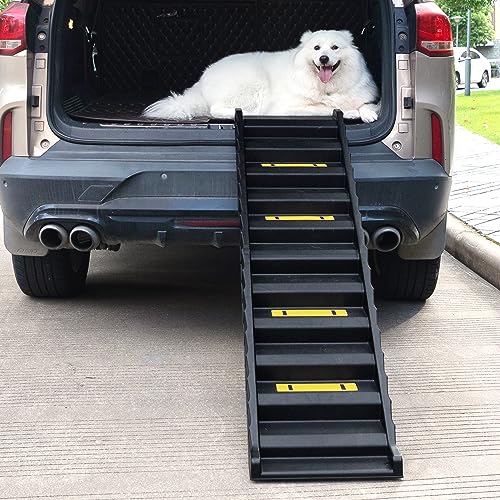 COZIWOW Portable Dog Car Ramps 61" L Folding High Traction Pet Stairs for Vehicles,SUV/Truck,Lightweight Ladder Ramp for Dogs Old Cats to High Bed,Couch-Easy Storage,Supports up to 165lb