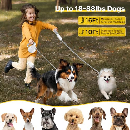 10Ft Auto-Brake Retractable Dog Leash for Small Medium Dogs Light Weight 360° Tangle-Free Strong Nylon Tape and Ergonomic Anti-Slip Soft Handle One-Handed Brake - size: 10 Ft Auto-Brake Retractable Dog Leash