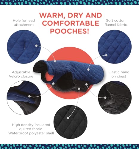 Rocky 2-in-1 Reversible Dog Jacket - Waterproof Snow Coat for Medium & Large Dogs - color: Navy, size: XX-Large