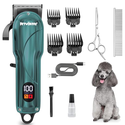 Quiet Dog Grooming Kit - 2000mAh Dog Clippers for Grooming Dog Grooming Clippers for Heavy Thick Hair Coats Waterproof Rechargeable Cordless Clippers Safe and Easy to Clean Home Pet Grooming - color: Plating Blue