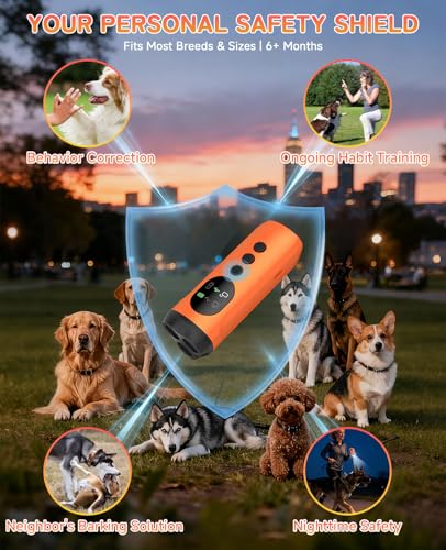 ATESON 3X Ultrasonic Dog Bark Deterrent, Long Range Anti Barking Device for Small Dog, Rechargeable Behavior Training Tool with Flashlight, Safe Humane for Indoor Outdoor Use