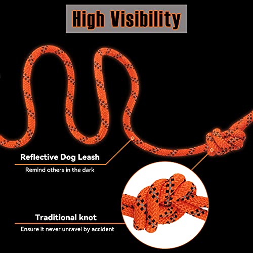 Dog Tie Out Cable for Camping - 50 feet Heavy Duty Overhead Trolley System and Dog Rope Buffer Leash for Dogs up to 200lbs, Portable Reflective Dog Lead Line for Yard, Park and Outdoor