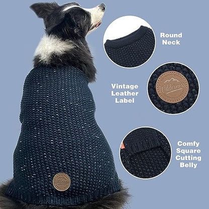 KYEESE Dog Sweater with Leash Hole Warm Pullover with Reflective Yarn for Small and Medium Dogs Male Soft Knit Pullover Boy Dog Coats Cozy Lightweight Thick Sweater,Navy Blue,Medium - color: 1# Navyblue, size: M (24-30lbs)