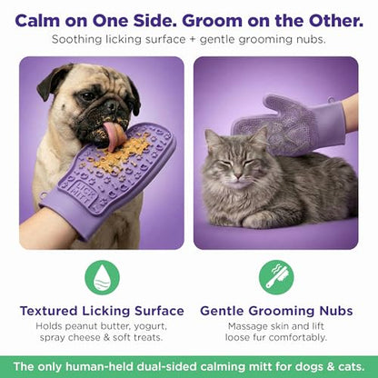 Lixy Pet LickMitt – Dual-Sided Calming & Grooming Mitt for Dogs and Cats – Human-Held Silicone Treat Mitt for Anxiety Relief, Bonding & Shedding – BPA-Free, Food-Grade, Easy Clean – Purple - color: Purple
