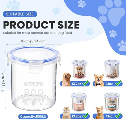 Hushee 3 Pcs Canned Dog Food Storage Container 27oz Airtight PP Canister with Leakproof Lid Reusable Airtight Can Cover Pet Food Container, Odor Control, Dishwasher Safe Keep Can Fresh in Fridge