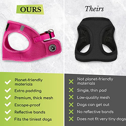 EcoBark Step in Dog Harness - Eco-Friendly Teacup Dog Harnesses for XXS, XS, and Small Dogs - Reflective and Adjustable Mini Body Halter Vest -Tiny Soft Mesh Toy Breed Harness (XXXS,Purple) - color: Purple, size: XXXS- 2 to 3 lbs- Chest up to 10 in (Pack