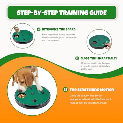 Mcbazel Dog Nail Scratch Board for Large & Small Dogs, 13" Upgraded Rotatable Dog Scratch Pad for Nails with Treat Box, Trimmer Grinder Filer, Stress-Free Alternative to Clippers [1 Extra Pad]