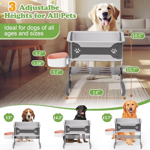 3 Gallon Elevated Dog Bowl Large Breed Raised Dog Water Bowl Stand,3 Height Adjustable Stainless Steel Pet Feeder Station with Anti-Slip Mat,Black Pet Bowl for Relief Joint Pressure,Easy Clean - color: Black, size: XL