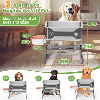3 Gallon Elevated Dog Bowl Large Breed Raised Dog Water Bowl Stand,3 Height Adjustable Stainless Steel Pet Feeder Station with Anti-Slip Mat,Black Pet Bowl for Relief Joint Pressure,Easy Clean - color: Black, size: XL