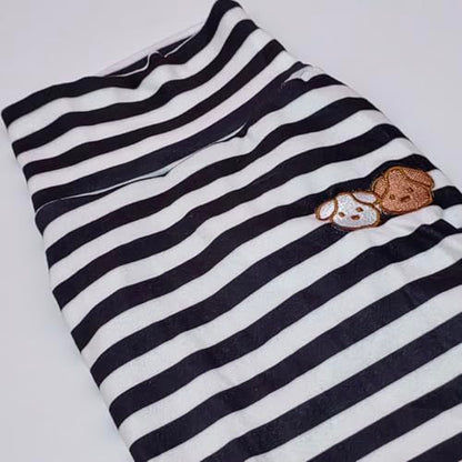Turtleneck Dog Shirt Cute Doggie Embroidery Super Soft Dog Sweatshirt Stretchy Striped Puppy Pullover for Cats Small Medium Large Dogs (Black Striped, Small) - color: Black Striped, size: Small