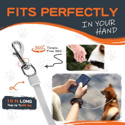 UFO Retractable Dog Leash Hands Free Wearable with Poop Bag Holder One-Handed Brake Pause Lock 360° Tangle Free 10ft Dog Leash for Up to 66lbs Medium Small Dogs (Black/Orange) - color: Black/Orange