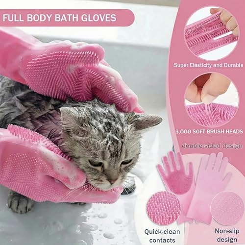 12PCS Dog Bath Kit & Dog Brush Kit for Dogs & Cats - Professional Pet Grooming Tools Set with Shedding Brush, Bath Scrubber, Dematting Comb & Storage Bag - Complete Dog Washing Essentials, Pink - color: 12PCS-Pink