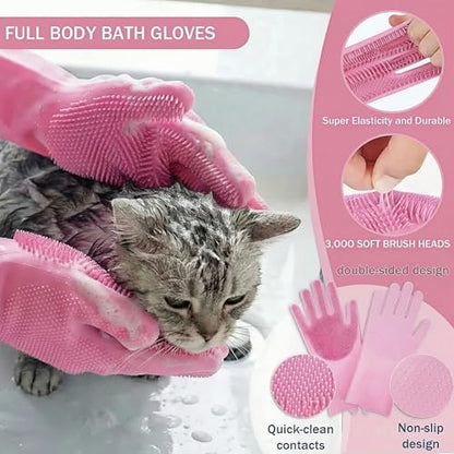 19PCS Dog Bath Kit & Dog Brush Kit for Dogs & Cats - Professional Pet Grooming Tools Set with Shedding Brush, Bath Scrubber, Dematting Comb & Storage Bag - Complete Dog Washing Essentials, Pink - color: 19PCS-Pink