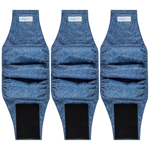 Langsprit Male Belly Bands for Dogs (Pack of 3) - Dog Diapers Male - High Absorbing Dog Wraps Washable - Reusable Small Doggy Doggie Puppy Dog Diapers Jeans S - color: Jeans, size: Small
