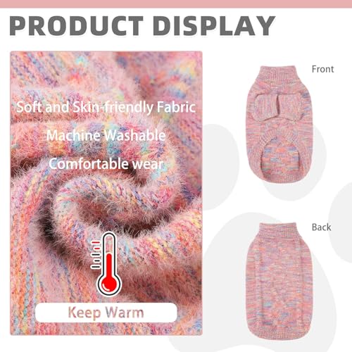 KOOLTAIL Small Dog Sweater, Fuzzy Thick Super Soft Warm Dog Winter Sweater Turtleneck Pullover for Cold Weather, Classic Cable Knitwear, Fleece Pet Fall Clothes Coats Puppy Cats Girls Female Pink S - color: Pink, size: Small