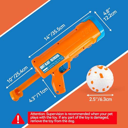 ALL FOR PAWS Dog Ball Launcher, Dog Ball Blaster with 3 ETPU Balls, Interactive Thrower for Medium to Large Dogs, Play Fetch Toy for Dogs for Outdoor Exercise