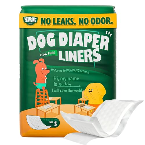 PAWPANG Dog Diaper Liners, Booster Pads for Male & Female Dogs, 100ct, S | Extra Leak Protection - color: Standard Pack, size: Small (100 Pads)