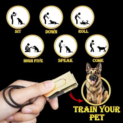 Mythrojan Brass and Steel Pet Training Clicker Puppy Dog Training Cricket Clicker U.S. Engraved WII Military Gear Metal Clicker (Clicker with Leather Gripper) - style: Clicker (with Leather Gripper)