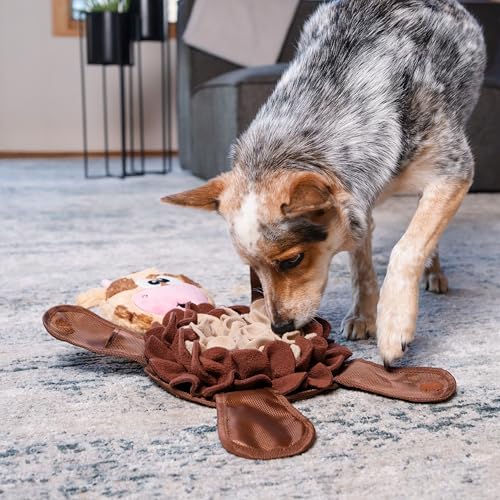 Outward Hound by Nina Ottosson Snuffle Palz Plush Snuffle Mat Dog Treat Puzzle, Non-Slip, Brown, Cow, Large - color: Snuffle Palz Cow