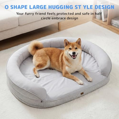 iweepet Cooling Orthopedic Dog Beds for Medium & Large Dogs, Q-MAX >0.5 Dog Sofa Bed with Supportive 28D Egg-Crate Foam, Removable Washable Cover, Waterproof Lining, 41’’,Grey - size: L:41.0"Lx32.6"Wx7.6"H