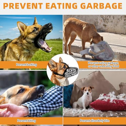 KOOLTAIL Dog Muzzle, Soft Muzzle for Small Medium Large Sized Dogs to Anti & Prevent Barking Grooming Biting, Reflective Adjustable Air Mesh Basket Muzzles, Allows Panting and Drinking,Tiger XL - color: Tiger, size: X-Large