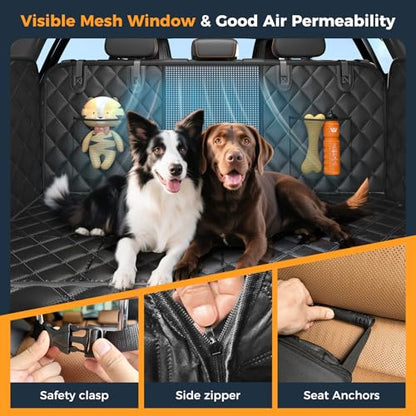 Dog Car Seat Cover for Back Seat, Hard Bottom Back Seat Extender for Dogs - Supports 400lbs, 2026 New Waterproof, Scratch Resistant, Anti Slip Portable Dog Hammock,Suitable for Cars Grey