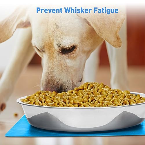 Shallow Dog Food Bowls, Non Slip Food Grade Stainless Steel Bowls for Large Dogs - Interior Size (Dia:10.6" xHeight 2.0") Hold 8 Cups / 2 Quart (2 Packs)