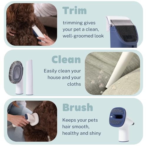 Premium Pet Grooming Kit with Vacuum, 11000Pa Suction Power, 2.5L Dust Cup, 7 Grooming Tools, Cordless Paw Trimmer, Nail Grinder, Large Capacity Dust Cup, Whisper Operation, USA Design