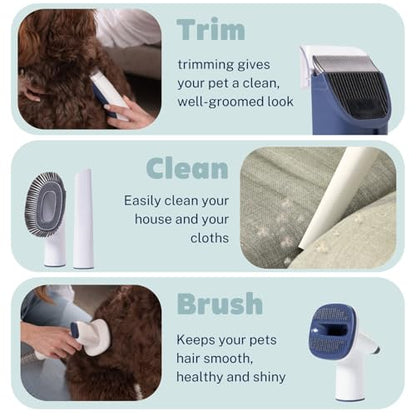 Premium Pet Grooming Kit with Vacuum, 11000Pa Suction Power, 2.5L Dust Cup, 7 Grooming Tools, Cordless Paw Trimmer, Nail Grinder, Large Capacity Dust Cup, Whisper Operation, USA Design