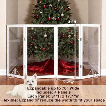 Extra Wide Clear Dog Gate 31" Tall Clear Acrylic Freestanding Dog gate Transparent Pet Gate for Doorways Stairs 3 Panel(55"-70" W) - size: 31"H x 70"W (3 Panels x 24"W Each)