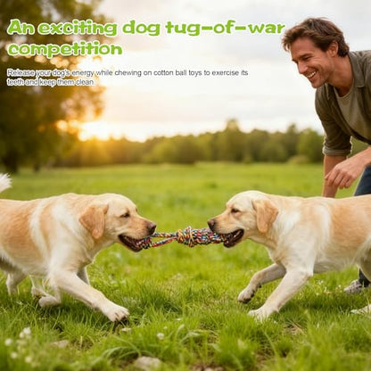 Tether Tug Outdoor Dog Toy with Upgraded Steel Stake & Adjustable Safety Rope, Includes 3 Chew Toys , Durable Interactive Tug of War Bungee Rope Toy for Large, Medium & Small Dogs on Lawns or Trees
