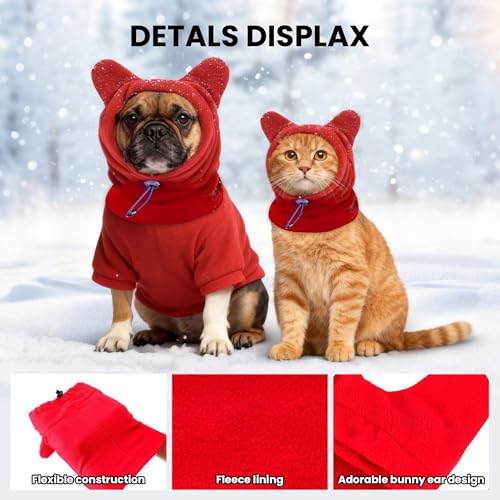 Dog Snood Winter Hood with Ear Protection, Fleece Neck Warmer for Dogs, (Red, Small) - color: Red, size: Small