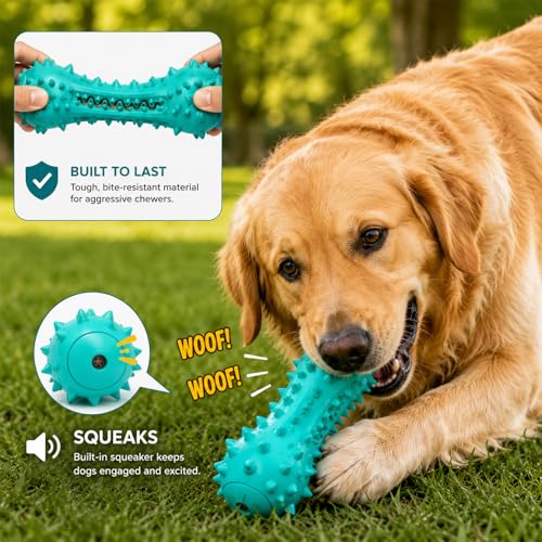 Carllg Puppy Teething Chew Toys, Dog Toys for Aggressive Chewers, Indestructible Tough Durable Toothbrush Toys, Squeaky Interactive Dog Toy for Small Medium Large Breed