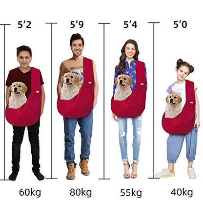 FDJASGY Small Pet Sling Carrier-Hands Free Reversible Pet Papoose Bag Tote Bag with a Pocket Safety Belt Dog Cat for Outdoor Travel (Red) - color: Red