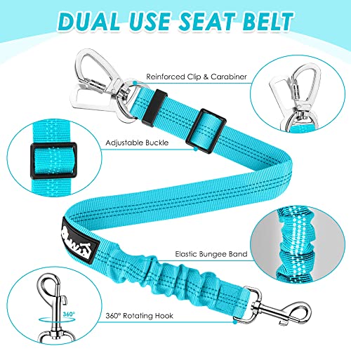 Lukovee Dog Car Harness Seat Belt, Adjustable Mesh Breathable Vest with Elastic Bungee Tether, Soft Padded 2-in-1 Safety Car Harness Seatbelt for Small Medium Large Dogs (Light Blue,XS) - color: Light Blue, size: X-Small