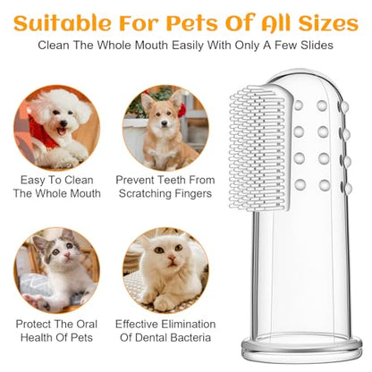 10 Pcs Dog Finger Toothbrush Small Breed Finger Toothbrush with Silicone Bristles and 16 Round Particles for Dogs Cats Dental Care Puppy Tooth Brushing Kit Fits Most Fingers