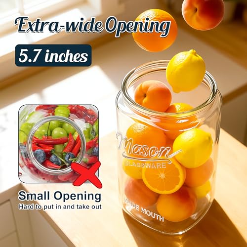 [NEW] Cookie Jars with Lids Airtight, 1.5 Gallon Large Glass Jar with Lid & Scale Mark, Heavy Duty Glass Canisters for Kitchen Counter, Pantry, Wide Mouth Mason Jar for Sugar, Dog Treat-2 PCS