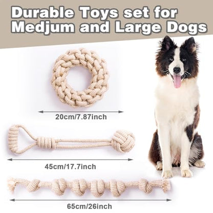 Dog Rope Toy, Rope Toys for Dogs Aggressive Chewers, for Large Dogs for Cleaning Teeth, Bite Resistant, 3 Pack - style: 3pcs