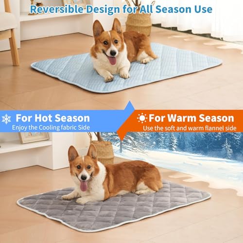 Cooling Mat for Large Dogs, 35.4"x 23.6" Thick & Durable Dog Cooling Mat, Q-MAX>0.45, Double-Sided Cooling Pet Pad, Portable & Washable Dog Cooling Mat for Crate, Couch & Car - size: Large - 35.4 x 23.6 Inch