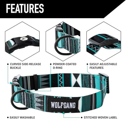 Wolfgang Heavy Duty, Adjustable Dog Collar with Quick Release Nylon Buckle for Walking & Training, WesternSky Print, Small - color: WesternSky Print, size: Small (5/8 Inch x 8-12 Inch)