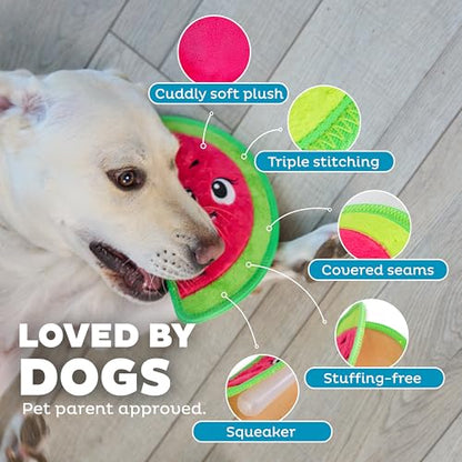 Outward Hound Tough Skinz Durable Squeaky Dog Toy with Two Tough Layers, Watermelon, Red, Medium - color: Watermelon, size: Medium