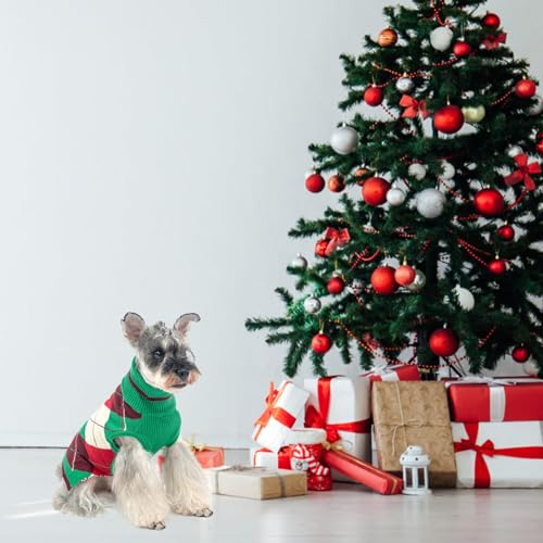 KOOLTAIL Dog Sweaters - Knitted Plaid Turtleneck Fleece with Leash Hole, Warm Clothing for Small, Medium & Large Dogs & Cats - color: Christmas, size: Small