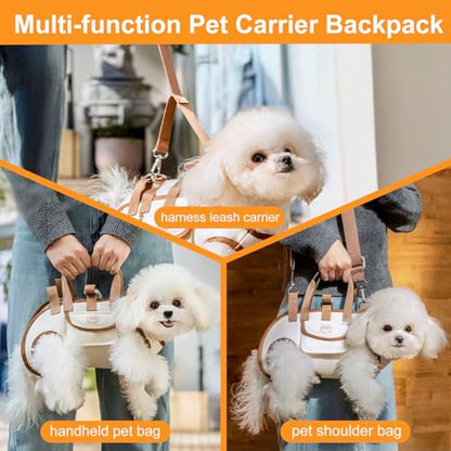 Snuggle Sling Dog Carrier, Adjustable Full Body Lift Harness for Small Dogs and Cats, Portable Breathable Pet Carrier Backpack with Hands-Free Shoulder and Treat Bag(Large) - size: 15.0"L x 12.6"W x 3.9"H